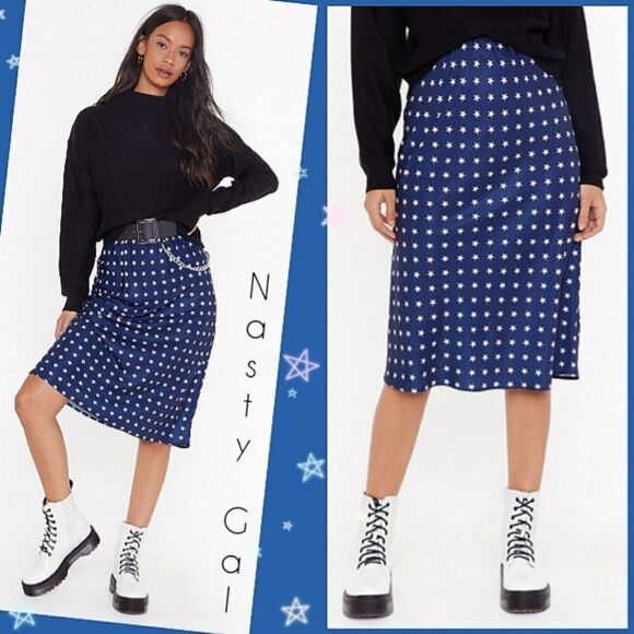 Star Behavior Satin Midi Skirt - Picture 1 of 2